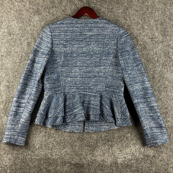 Banana Republic Sweater Women 2 Cardigan Blue Full Zip Lined Fluted Hem - Picture 7 of 8